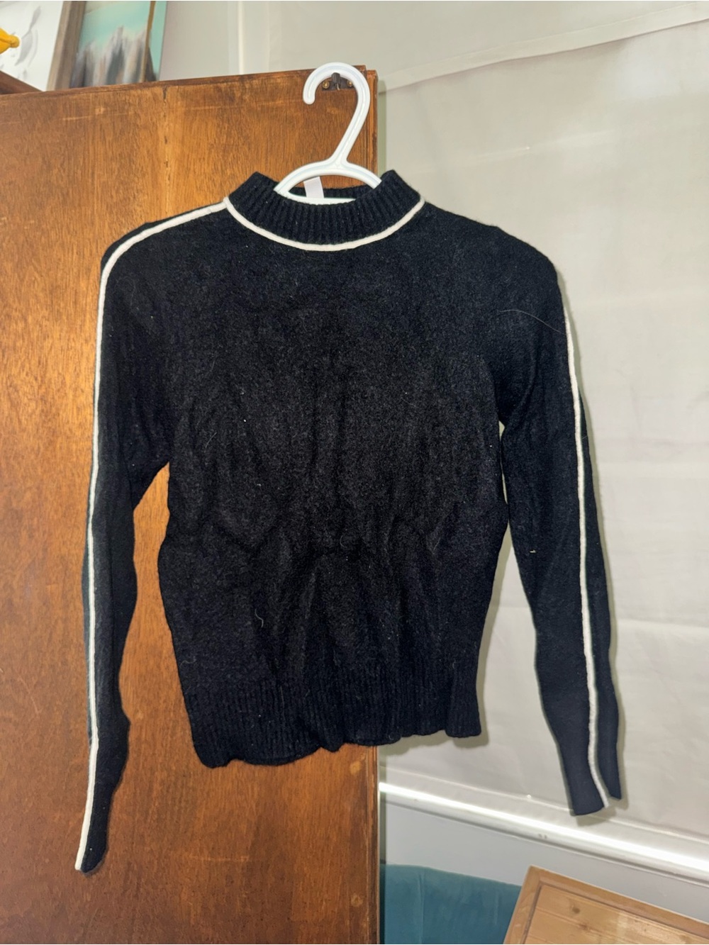 Athleta Black Sweater with White Trim